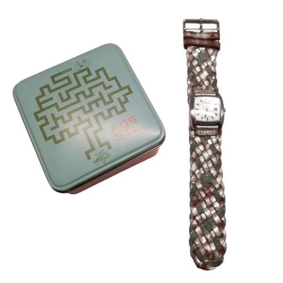 {Fossil} JR-8838 Leather Strap Stainless Steel Analog Watch - Picture 4 of 11